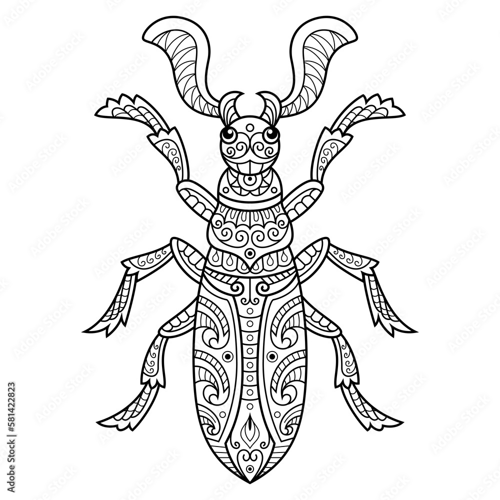 Hand drawn of fanous beetle in zentangle style Hand drawn of fanous beetle in zentangle style