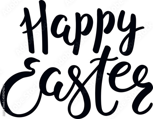 Canvas Print Happy Easter handwritten typography, lettering quote, text