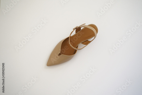 Elegant leather woman shoe a style footwear concept
