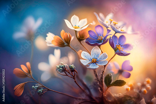 spring flowers in pastel colours. AI generativ.