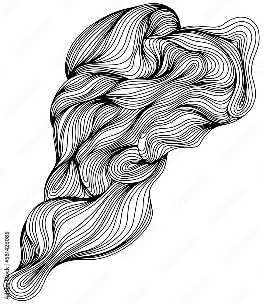 Obraz premium Abstract shape. Hand drawn illustration. Ink painting style composition.