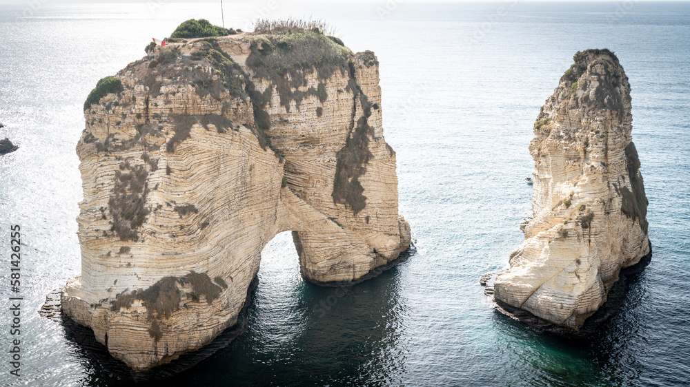 Naklejka premium Pigeon Rocks in Beirut Lebanon