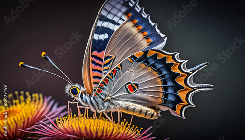 A close up of a colorful butterfly on a flower, representing the beauty of nature