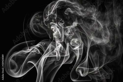 Smoke in an abstract form on a dark background. Generative AI