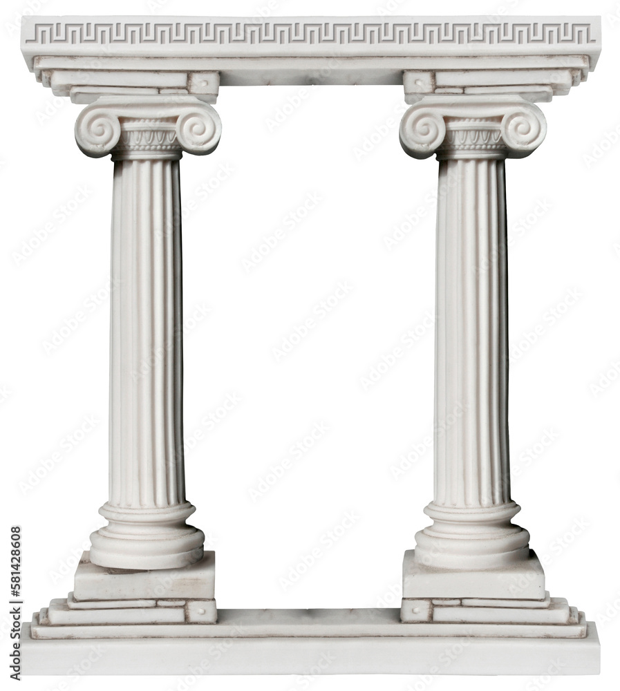 Obraz premium Greek Ionian marble columns portara border isolated