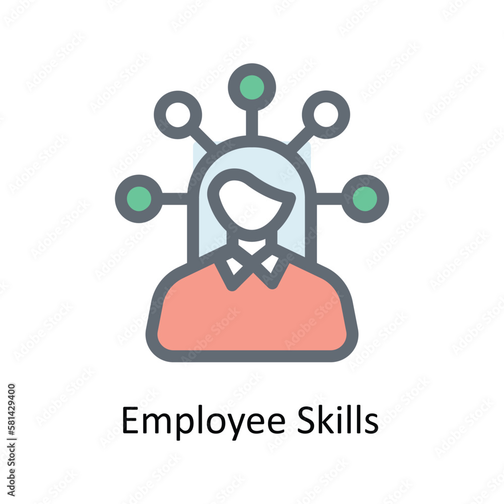 Fototapeta premium Employee Skills Vector Fill Outline Icons. Simple stock illustration stock