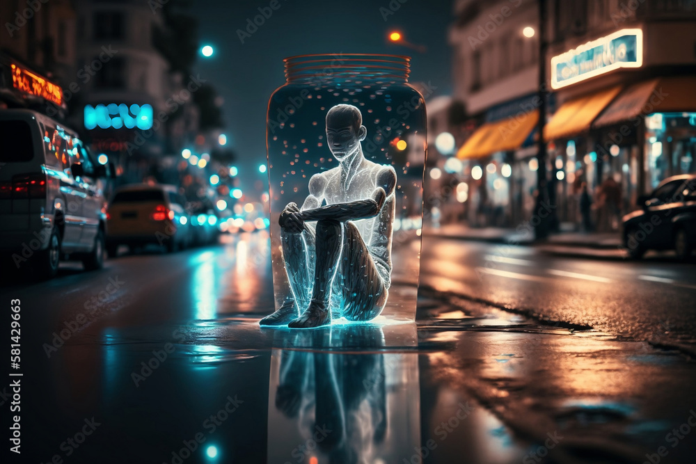 liquiman in the city. Created with AI technology liquiman in the city. Created with AI technology