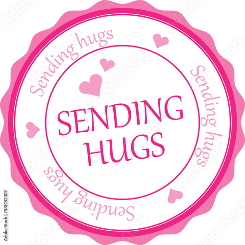 Sending hugs pink rubber stamp