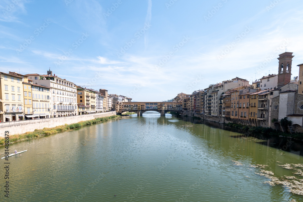Florence, Italy - September 13, 2021: river Arno in Florence