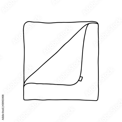 Folded bath towel mockup. Vector illustration. Copy space. Linear, vector, realistic, outline illustration.