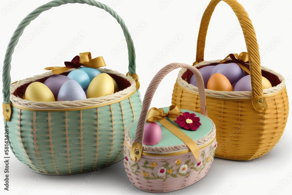 basket with easter eggs