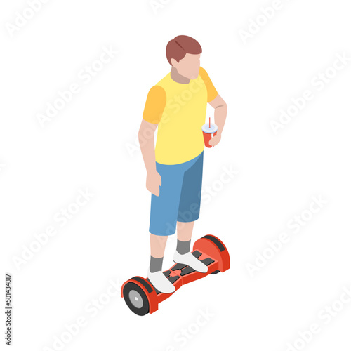 Hoverboard Rider Isometric Composition