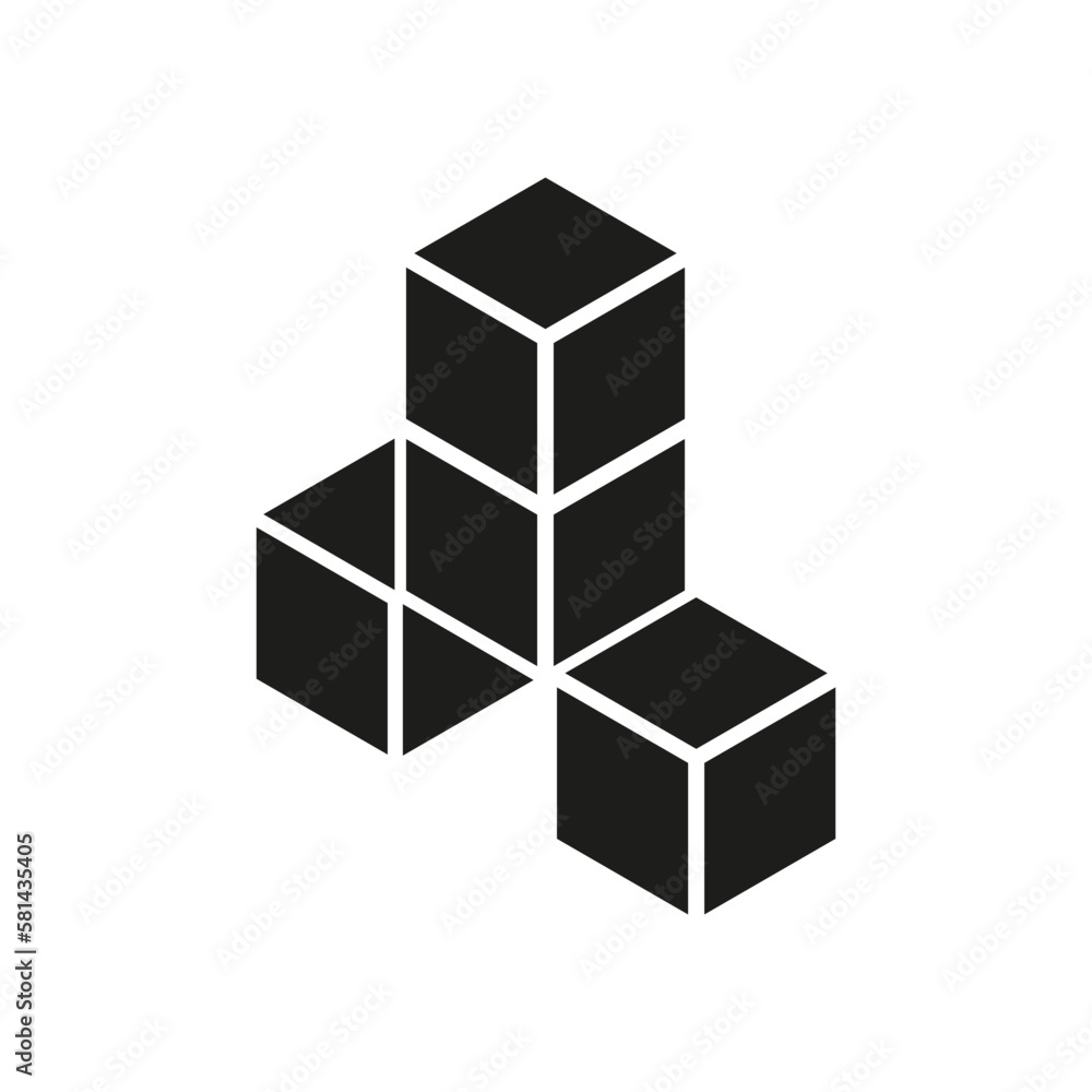 Black three cubes pyramid. 3d illustration. Geometric design. Vector illustration. Black three cubes pyramid. 3d illustration. Geometric design. Vector illustration.