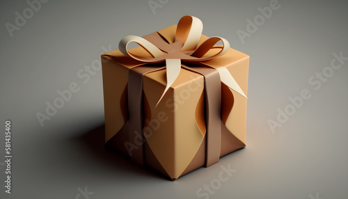 bege gift box with ribbon-AI Generative 