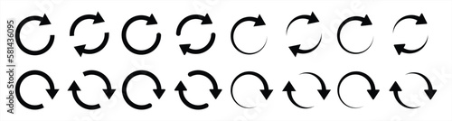 circle arrow icon set. circular arrow icon, refresh, reload, rotation arrow icon symbol sign, vector illustration