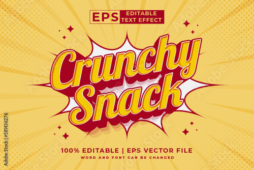 Vászonkép Editable text effect Crunchy Snack 3d cartoon template style premium vector