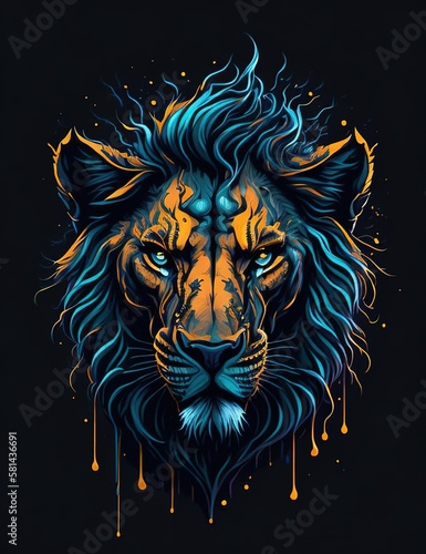 Lion illustration, AI generated