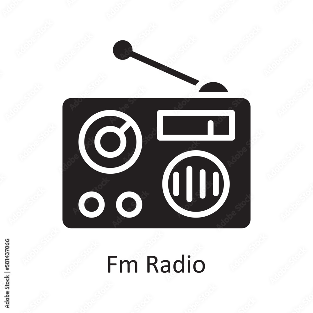 Fm Radio Vector Solid icon Design illustration. Music Symbol on White background EPS 10 File Fm Radio Vector Solid icon Design illustration. Music Symbol on White background EPS 10 File