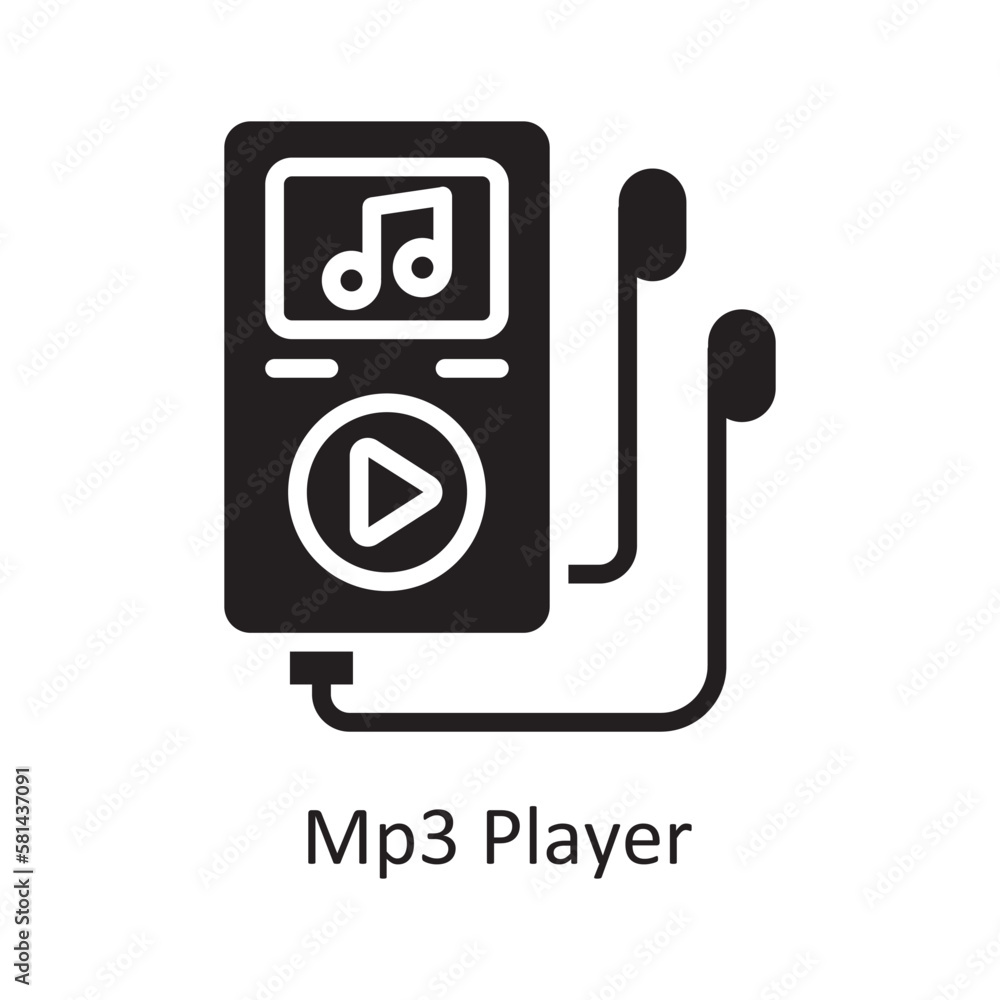 Mp3 Player Vector Solid icon Design illustration. Music Symbol on White background EPS 10 File Mp3 Player Vector Solid icon Design illustration. Music Symbol on White background EPS 10 File