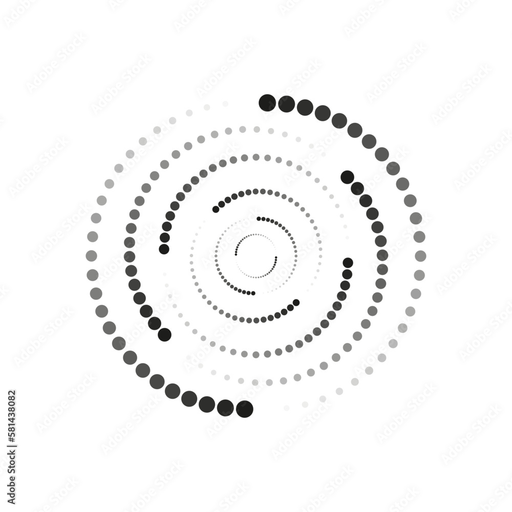 Circle spiral dots. Design element. Geometric pattern. Vector illustration. Circle spiral dots. Design element. Geometric pattern. Vector illustration.