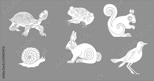 Woodland Animal Icon Set, You Colorize to Your Needs, Animal Illustrations, Vector Set, Editable, Six Animal Set
