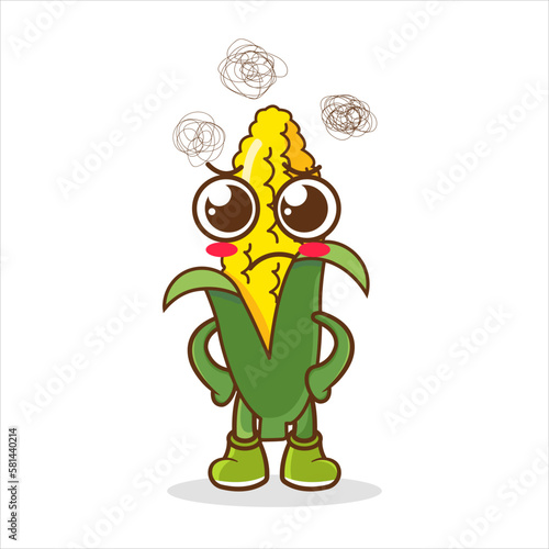 Angry cartoon Corn illustration vector on white background