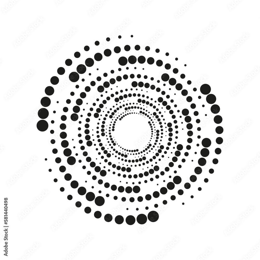 Circle spiral dots. Design element. Geometric pattern. Vector illustration.
