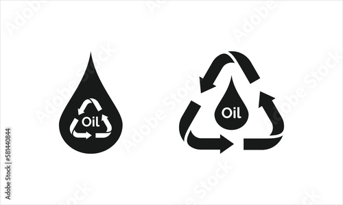 Oil recycling icon, Oil drop icon with a recycle sign 