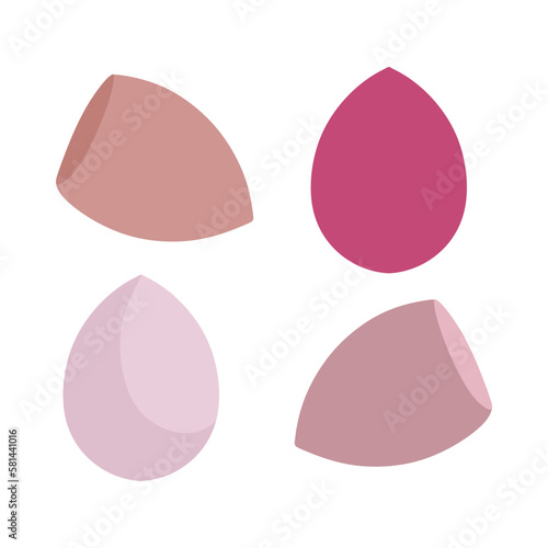 Set of Sponges for face makeup in flat style illustration isolated on white background. Vector illustration
