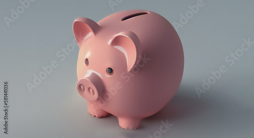 Piggy bank with copy space. Ai generative illustration.