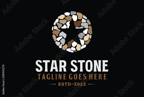 Circle Circular Round Star Rock Stone for Health Yoga Wellness Meditation Logo Design