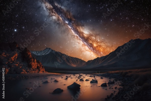 Starry Nights: Scenic Mountainscape Under the Milky Way