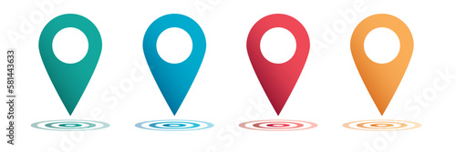 Set color maping pin location 3d vector icons