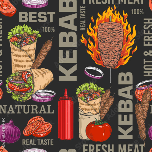 Hot kebab colorful seamless pattern