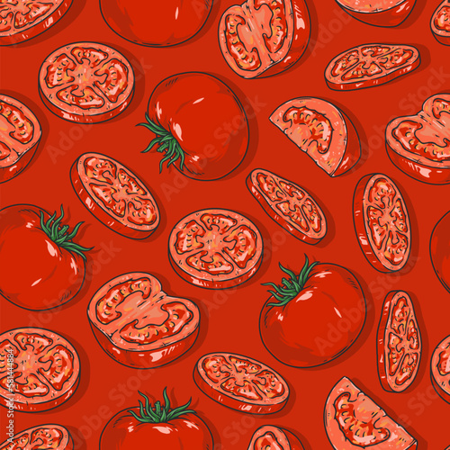 Ripe tomatoes seamless pattern colorful