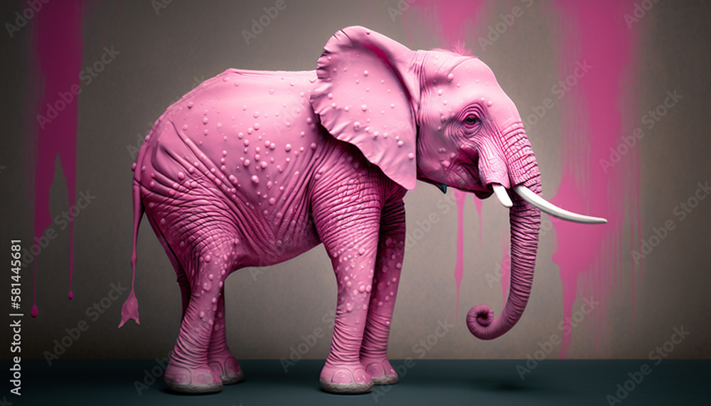 ピンク色の象_Pink Elephant_generative ai - obrazy, fototapety, plakaty 