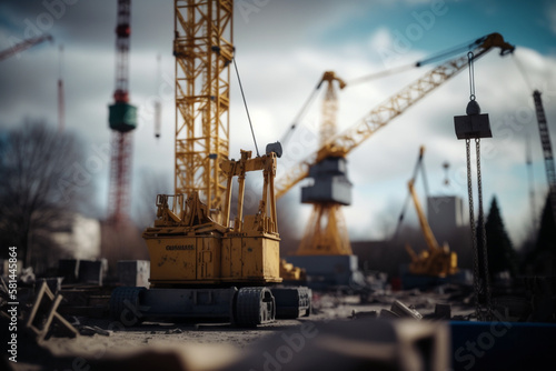 a construction site with cranes and heavy machinery, representing the construction and engineering industries