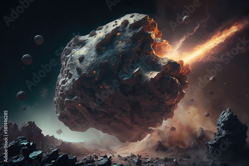 Meteroid - Cosmic Threat: Asteroid Flying Through Space photo