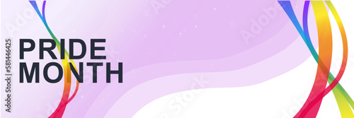 Pride month with rainbow ribbon pride for website banner, flyer, poster, card