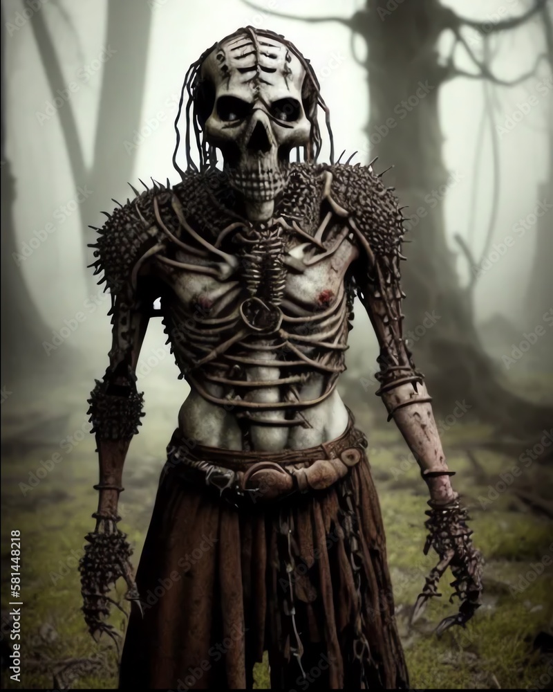swamp skeleton, decayed monster, from the dark, skeleton warrior