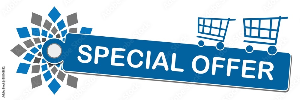 Special Offer Circular Squares Shopping Cart Text Blue Grey Special Offer Circular Squares Shopping Cart Text Blue Grey