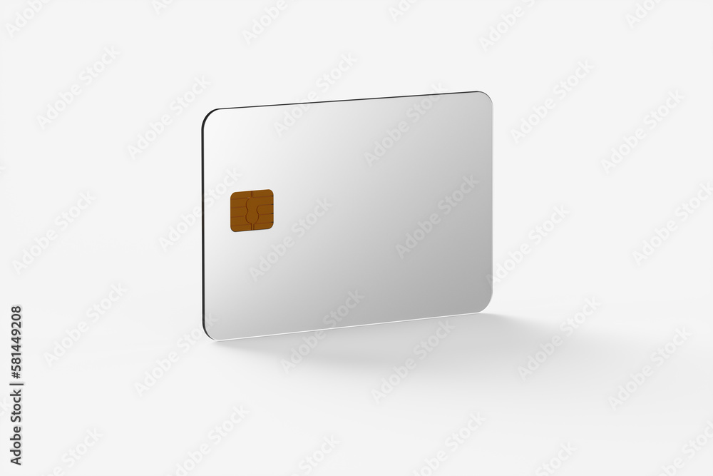 Close-up of one transparent glass credit card on a white background. 3d rendering illustration. Close-up of one transparent glass credit card on a white background. 3d rendering illustration.