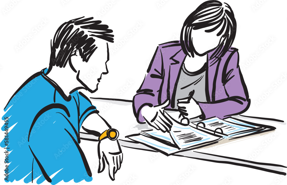 two people working together interview man and woman business concept vector illustration two people working together interview man and woman business concept vector illustration