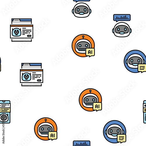 chat bot robot service online vector seamless pattern