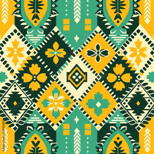 ndian seamless texture, traditional pattern, ethnic fabric, vintage motif, colorful design, ornamental art, floral print, handmade background, geometric culture, seamless textile, GENERATIVE AI
