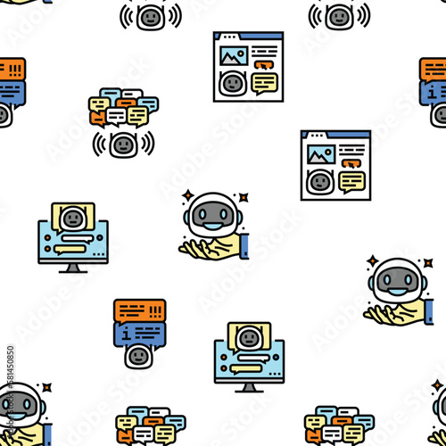 chat bot robot service online vector seamless pattern
