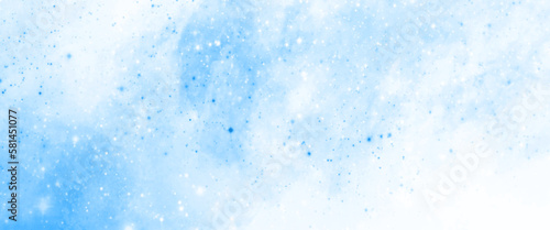 Winter storm, abstract blue sparkles on dark background. fractal art, universe filled with stars, watercolor.
