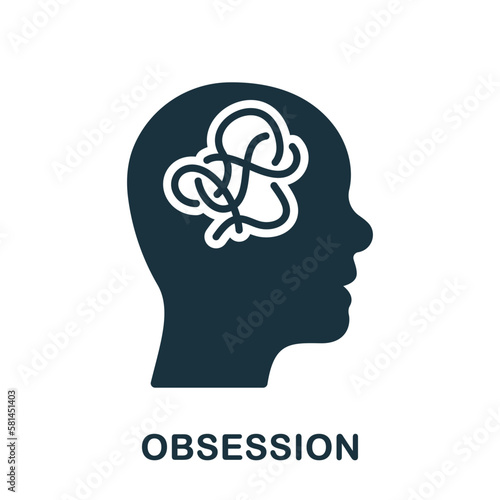 Mental Obsession Silhouette Icon. Depression, Brainstorm, Chaos in Human Head Glyph Pictogram. Person Mind Disorder Solid Sign. Intellectual Process Symbol. Isolated Vector Illustration