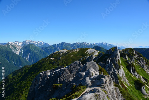 北燕岳から望む立山連峰と後立山連峰の山々