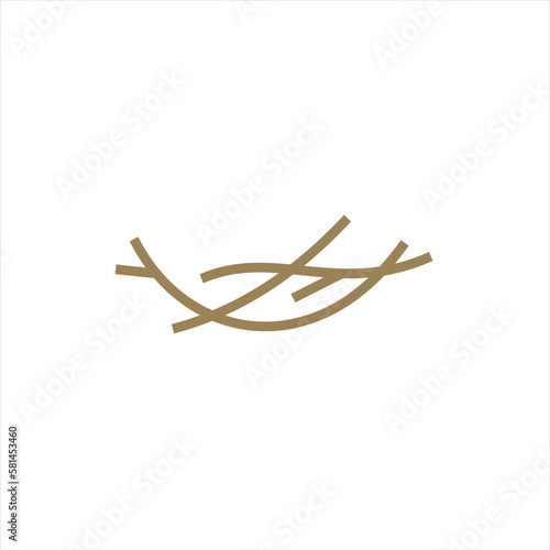 Nest bird logo. Logo is shaped with lines forming  a nest in brown gradient color, creating a nest bird logo.